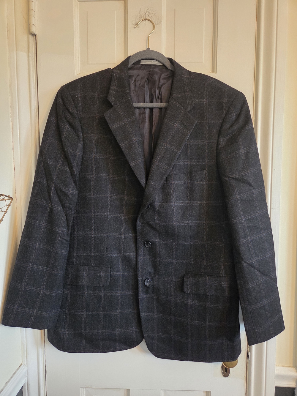 Talbots Men's Charcoal Gray Windowpane Blazer